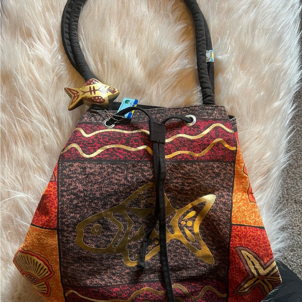 Sun & Sand Vibrant Orange and Gold Tote with Artisanal Flair